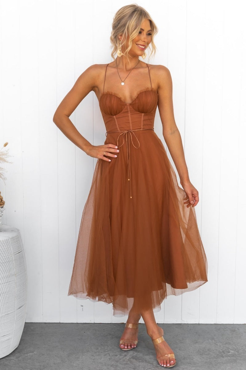 Tracy – Elegantes Mesh-Partykleid mit Schleppe