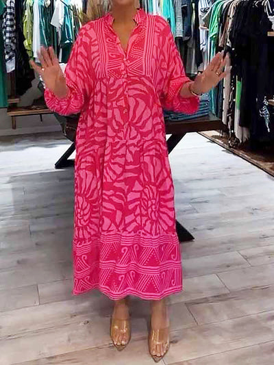 Elyanna™ Bedrucktes Kleid mit V-Ausschnitt