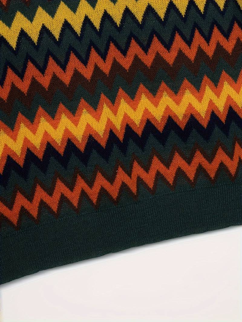 Retro-Strickpolo mit Zickzack-Muster