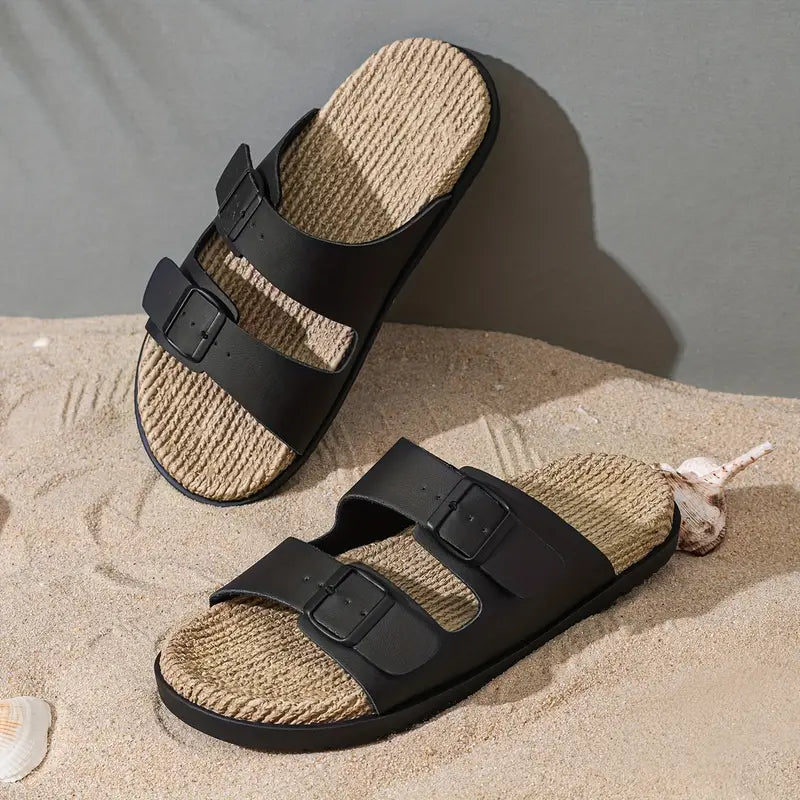 Francis - Offene Hausschuhe für Herren mit Schnallenriemen