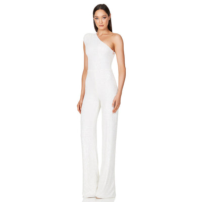 Helen – Ärmelloser Pailletten-Jumpsuit mit One-Shoulder-Design