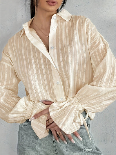 Langarm Leinenhemd mit Kragen und Knopfleiste – Casual Stil für Herbst bis Sommer