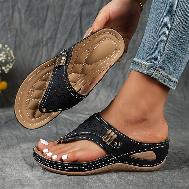Keil-Flip-Flops Bequeme Sandalen mit Fußgewölbeunterstützung