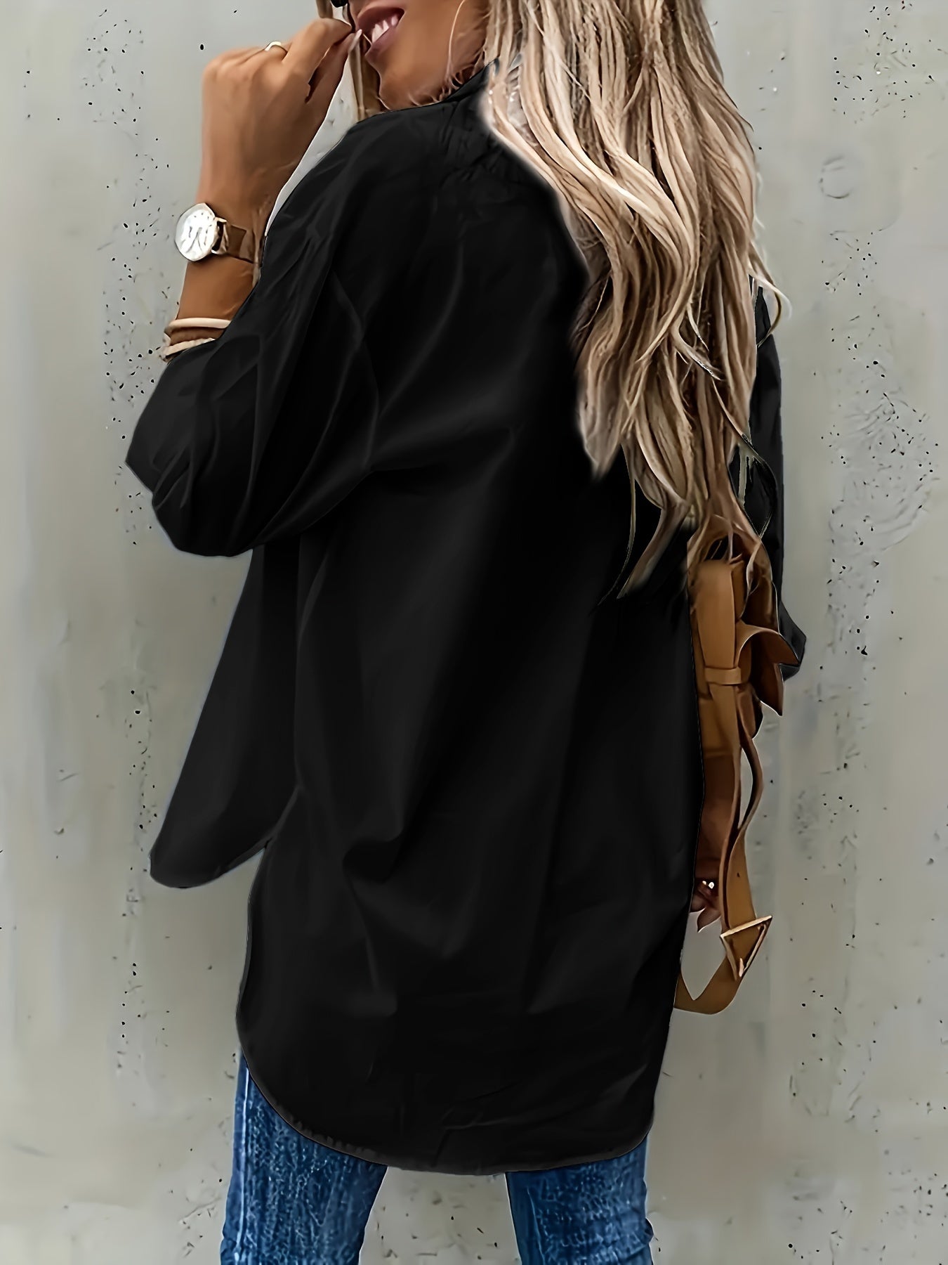 Langarm Hemd, Schlichter Hemd mit Knopfleiste Lässig