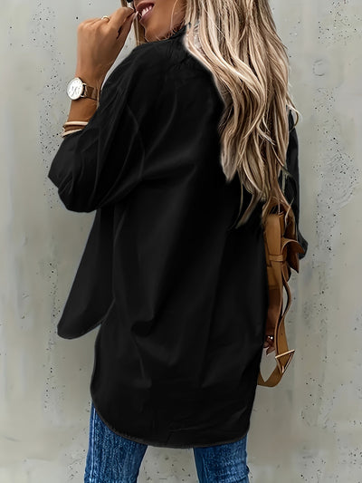 Langarm Hemd, Schlichter Hemd mit Knopfleiste Lässig