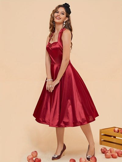 Gerafftes rückenfreies Neckholder-Brautjungfernkleid – Elegantes Swingkleid für Hochzeiten