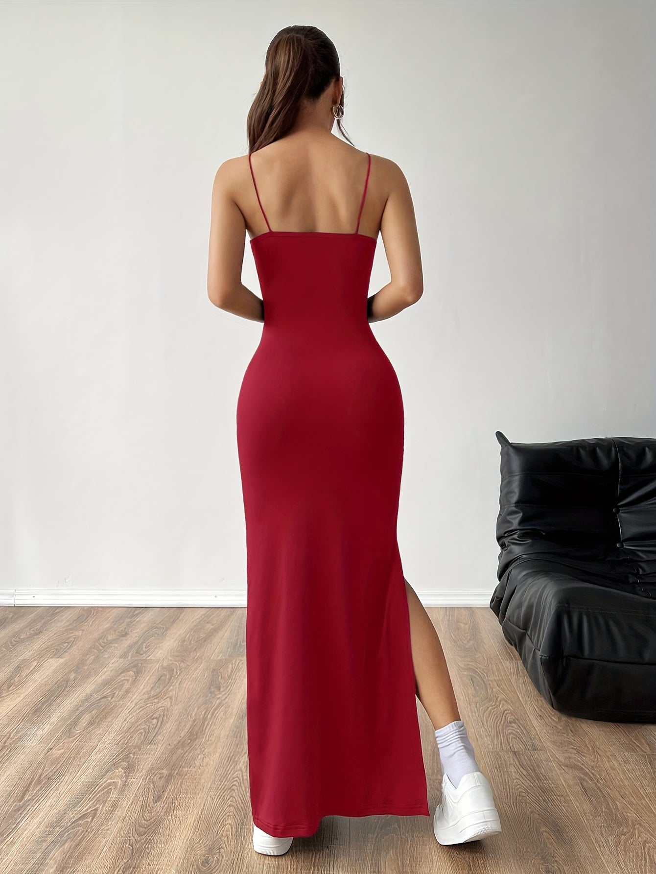 Elegantes ärmelloses Bodycon Maxikleid Sommerliches Spaghettiträger Kleid