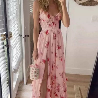 Esme – Langes Damenkleid mit Spitzenakzenten