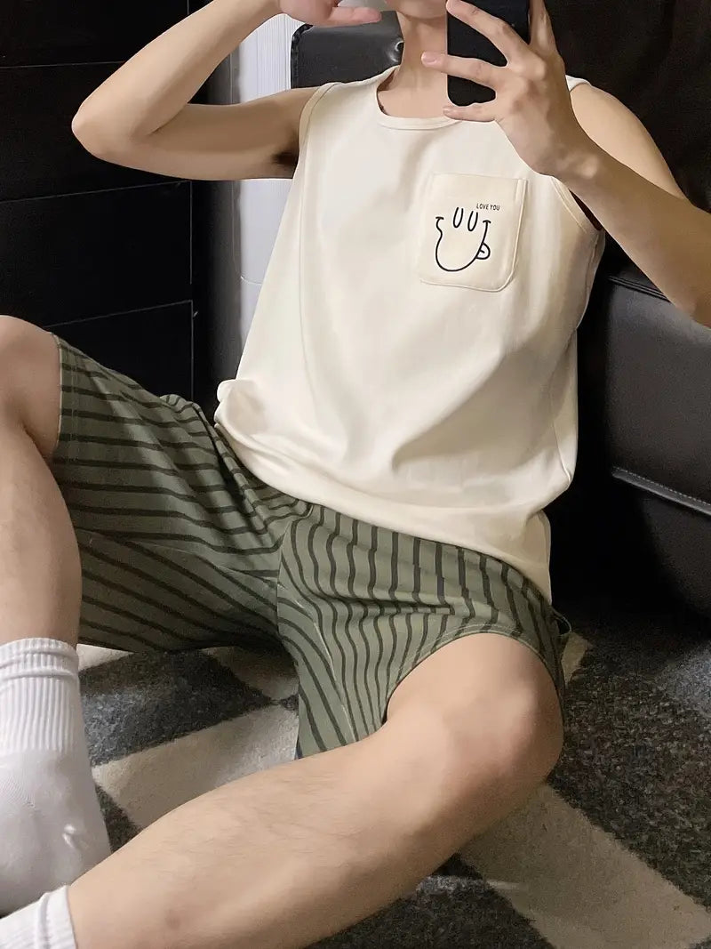 Robert - Pyjama-Set mit Cartoon-Print für Herren