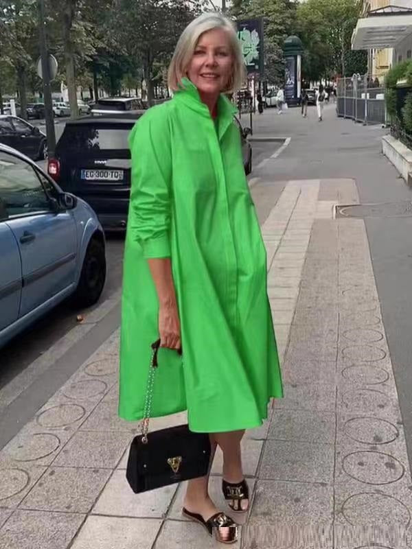 Samantha – Damenkleid mit Langarm, Einfarbig, Mittellang