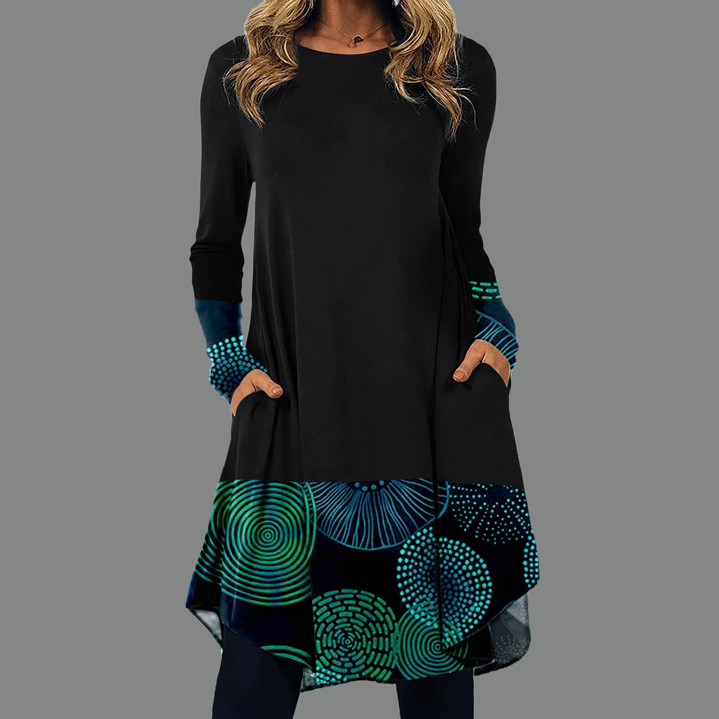 Katy – Modisches Kleid mit bedrucktem Bund