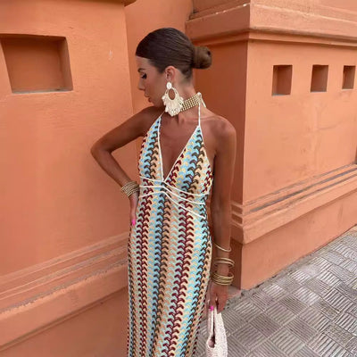 Renata - Langes Kleid im Bohemian-Stil mit schmaler Passform und leichtem Stoff