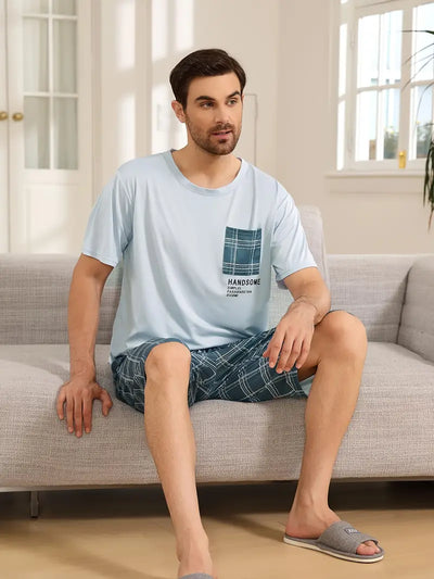 Morris - Kurzärmliges Loungewear- und Shorts-Set aus Baumwolle für Herren