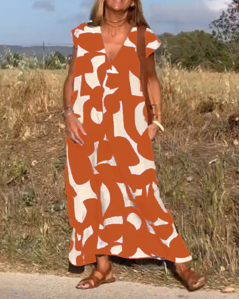 NAOMI | Gestreiftes Maxikleid mit V-Ausschnitt und A-Linien-Schnitt für einen Urlaubslook