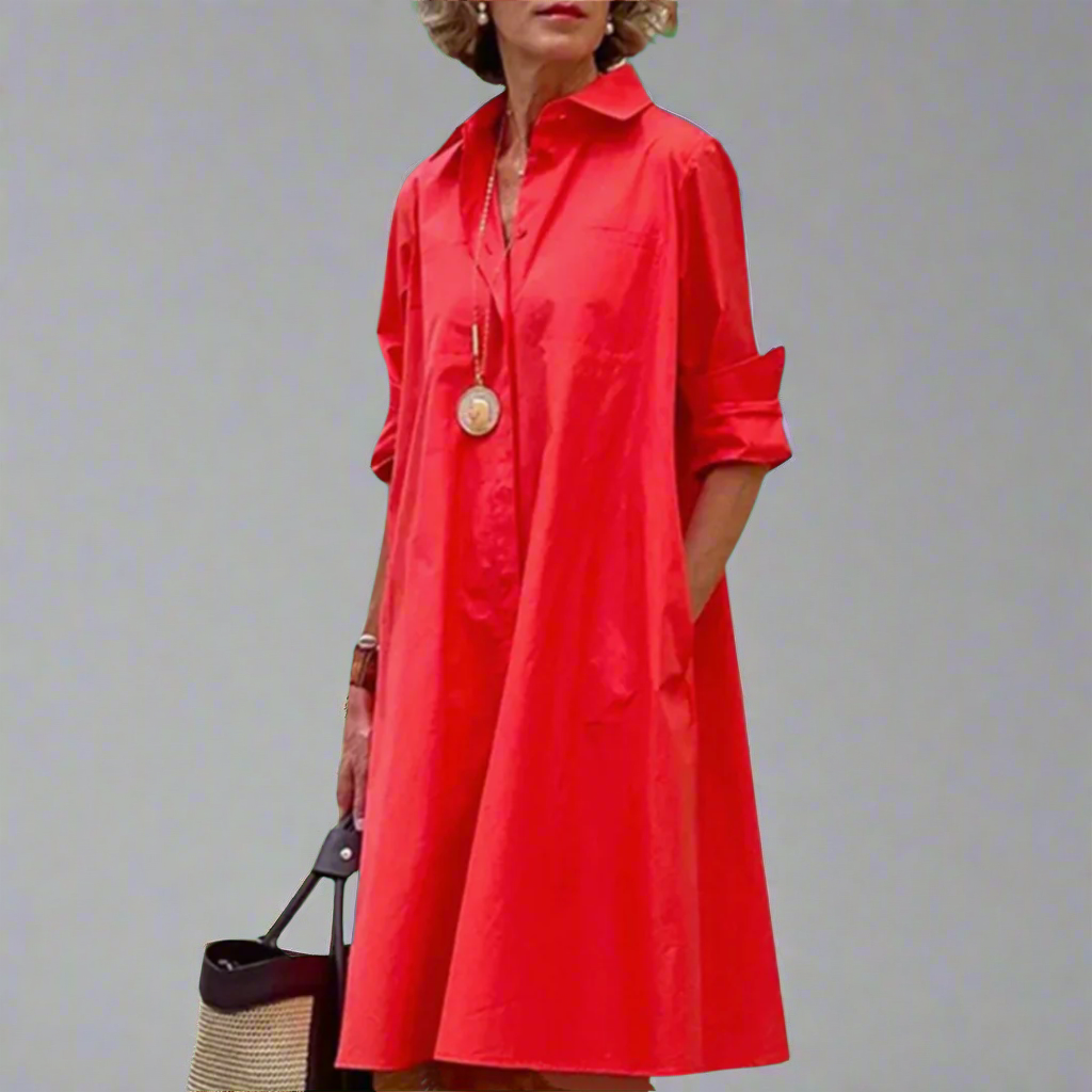 Christiana | Elegantes Langarmkleid mit Tasche