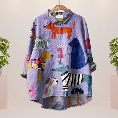 Bertina | Trendy Modisches Print Kunst Shirt