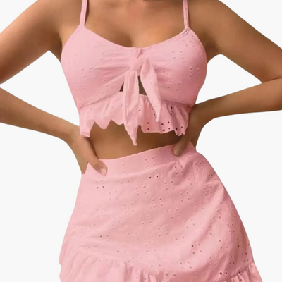 Bikini-Set Damen - 3-teilig mit Rüschen & High-Waist Design