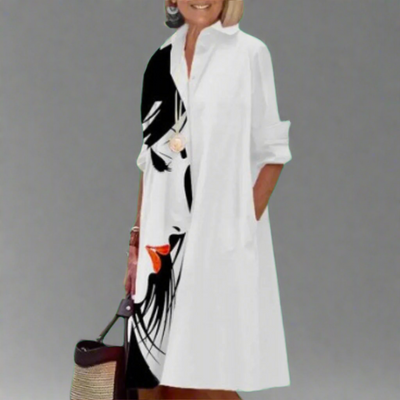 Christiana | Elegantes Langarmkleid mit Tasche