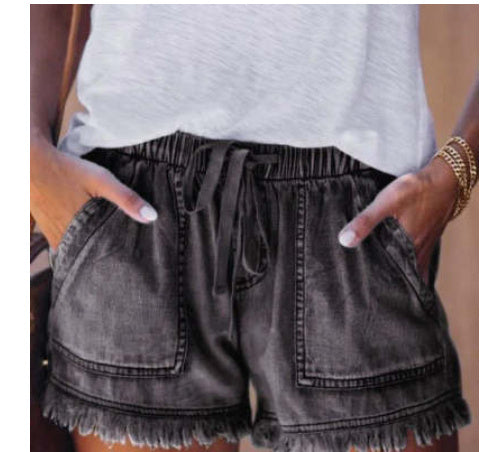Rory – Elastische Jeansshorts mit Fransen