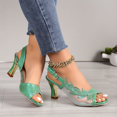 Mesh Hohe Absätze Sandalen – Elegante Open-Toe Riemchensandalen