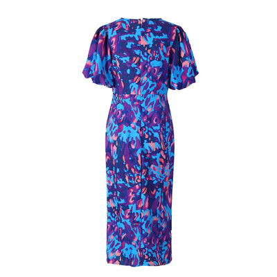 Damen Midikleid mit Puffärmeln und Animal-Print – Elegantes Sommerkleid für besondere Anlässe