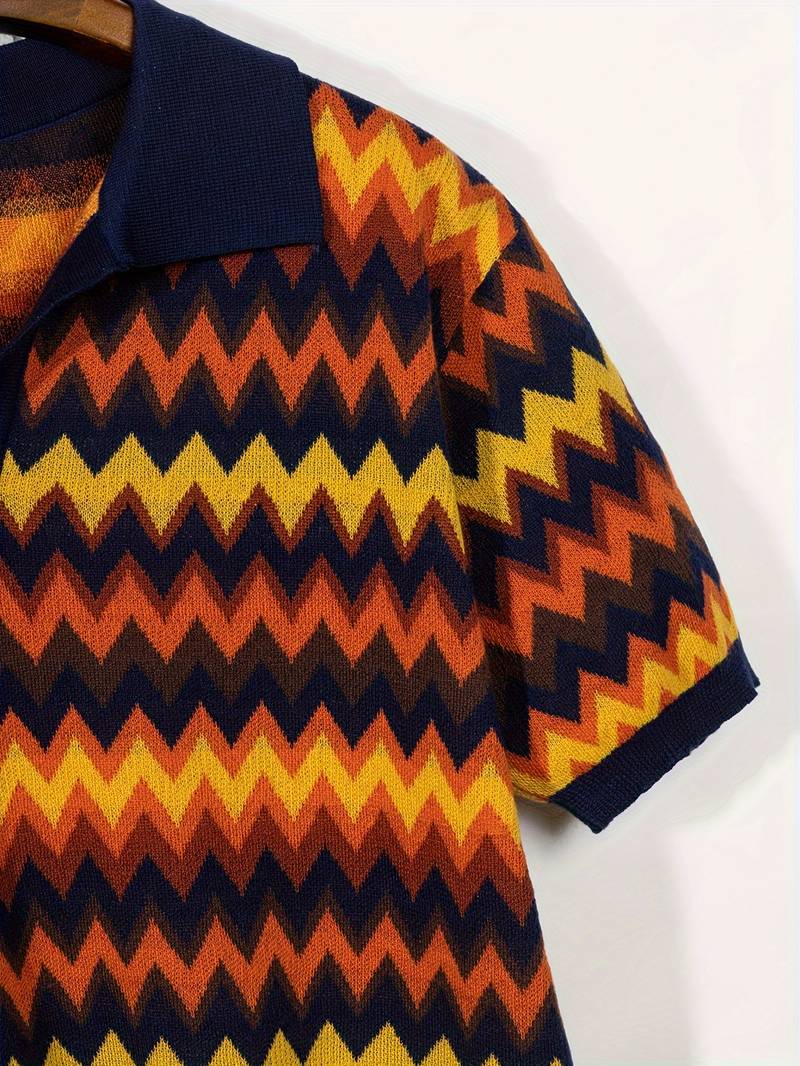 Retro-Strickpolo mit Zickzack-Muster