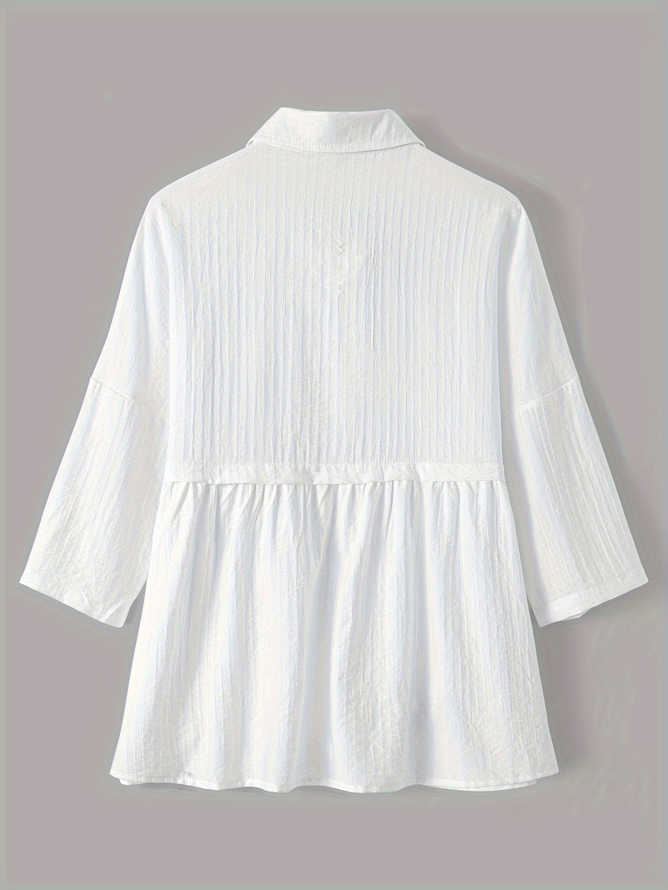 Leinenbluse Weiß Lässig 3/4 Langarm Hemd für Frühling & Sommer