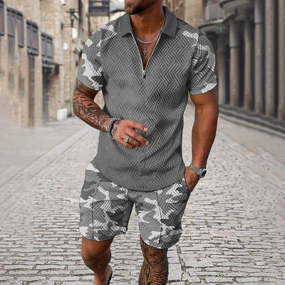 Camouflage Poloshirt und Shorts, Kombiteil