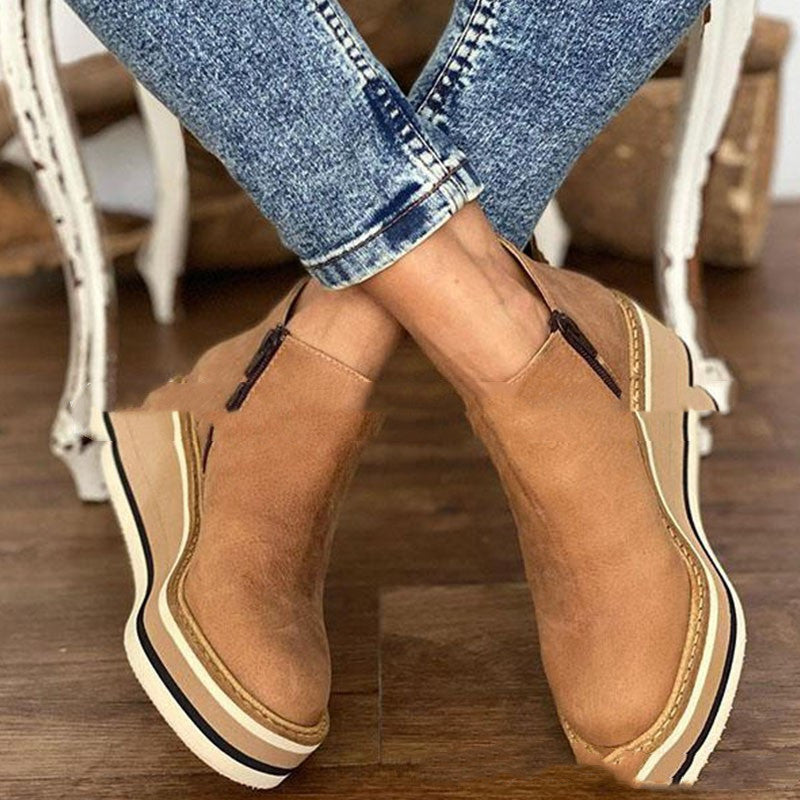 Christina – Flache Damenschuhe mit Seitenreißverschluss für Herbst und Winter