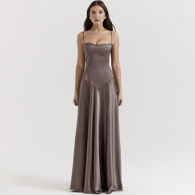 Selena - Maxikleid aus Satin mit schmalen Trägern