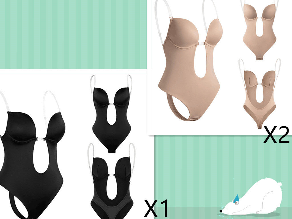 Amanda – Enger Damenbody mit tiefem V-Rücken und Bauchkontrolle