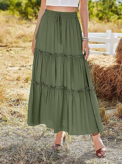 Leah – Elastisches Maxikleid mit hohem Bund und Falten