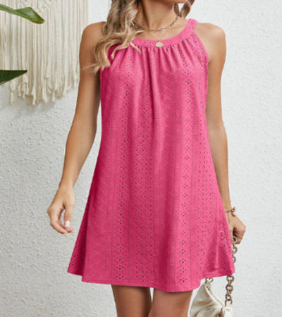 Zoe – Ärmelloses Knopfkleid aus Spitzenstoff