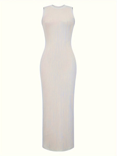 Damen Sommer Bodycon Kleid – Ärmellos Rundhalsausschnitt Enganliegend