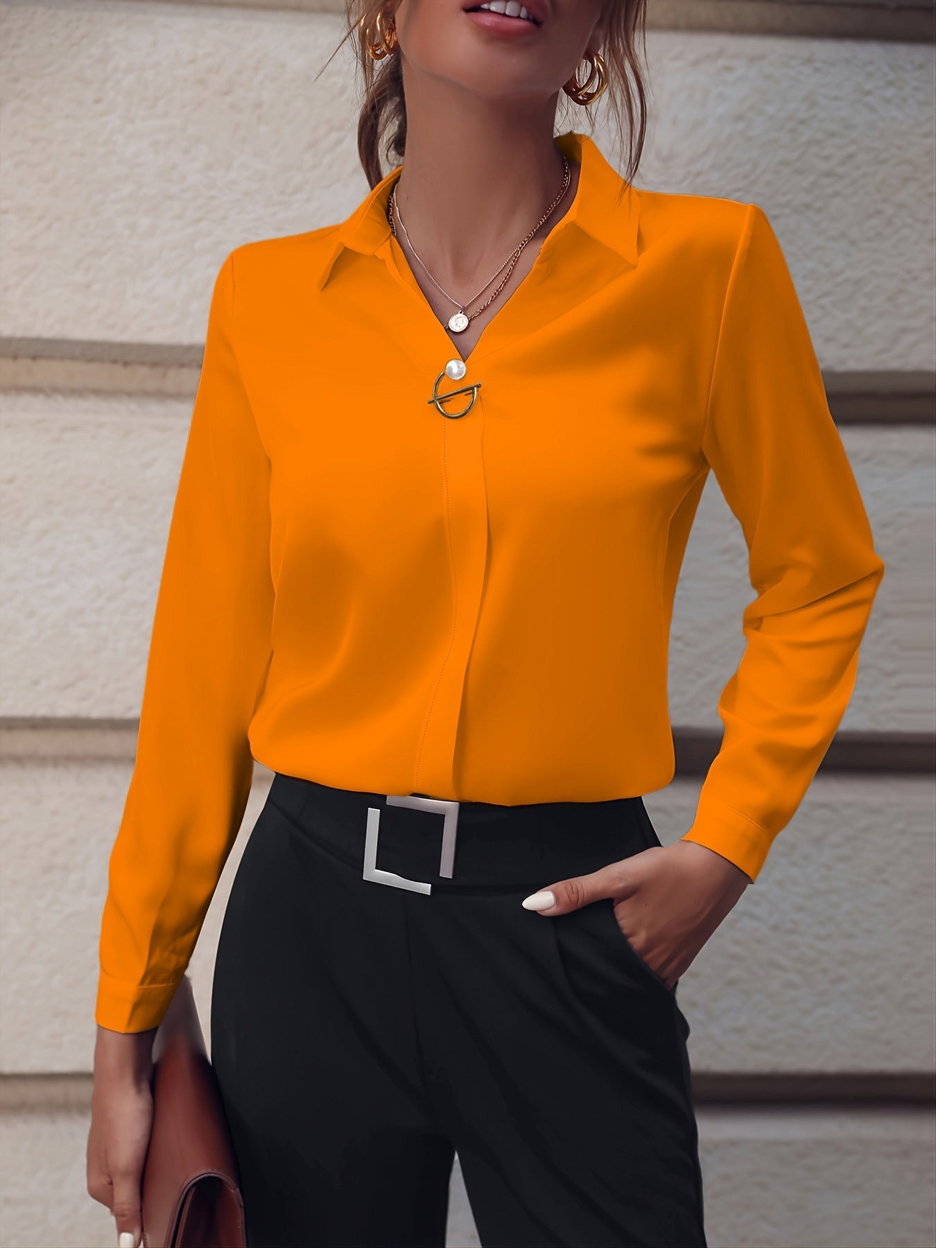 Damen Blusenshirt Elegant Business Cardigan – Stilvolle Langarmbluse für Büro & Alltag