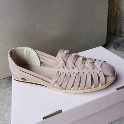 Damen Casual Slip-On Ledersandalen mit Geflochtenem Design – Bequeme Sommerschuhe Freizeit