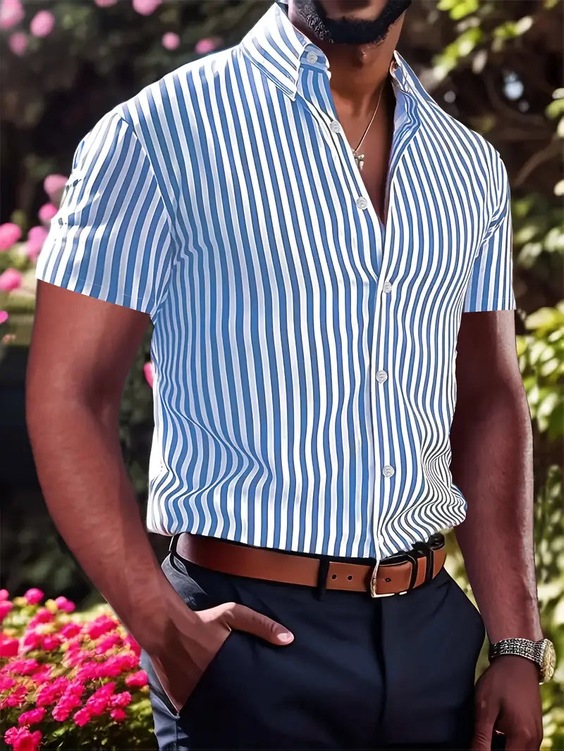 Vincent - Lässiges Hemd mit kurzen Ärmeln und Streifendruck