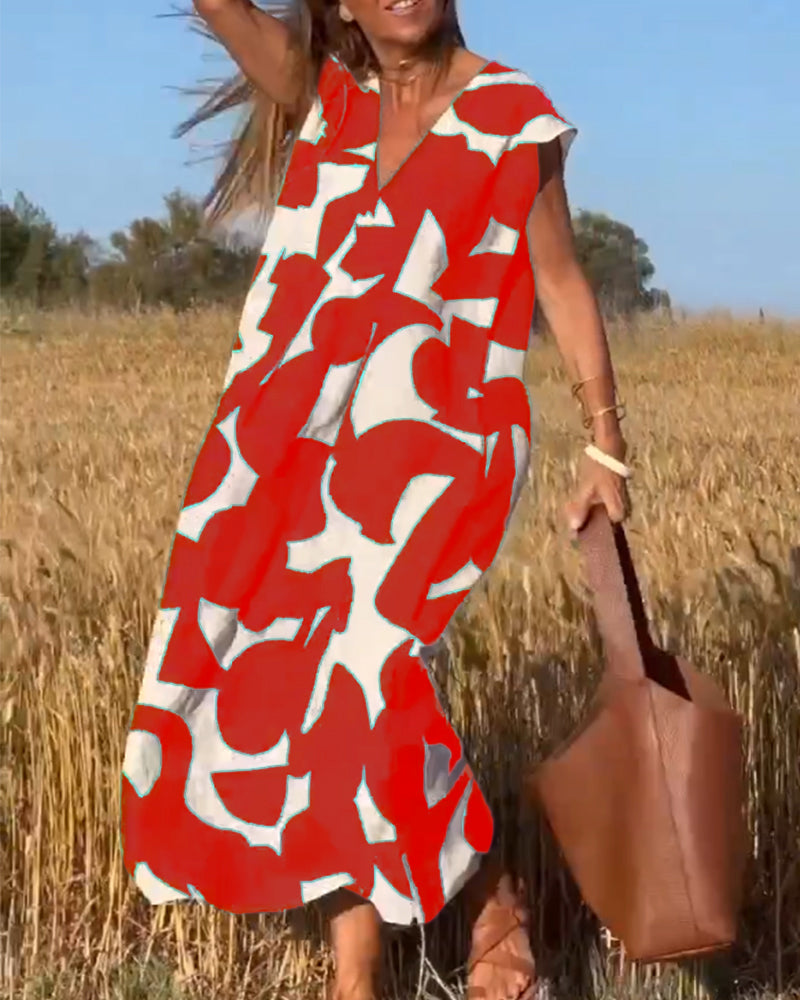 NAOMI | Gestreiftes Maxikleid mit V-Ausschnitt und A-Linien-Schnitt für einen Urlaubslook