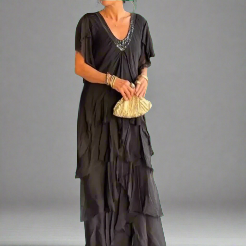 Maresilda | Elegantes Maxi-Kleid mit V-Ausschnitt