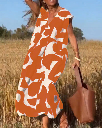 NAOMI | Gestreiftes Maxikleid mit V-Ausschnitt und A-Linien-Schnitt für einen Urlaubslook