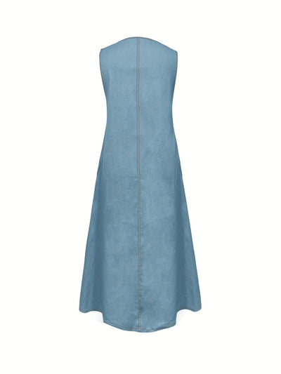 Jeanskleid Übergröße Lockeres Baumwollmischgewebe Midi Sommerkleid