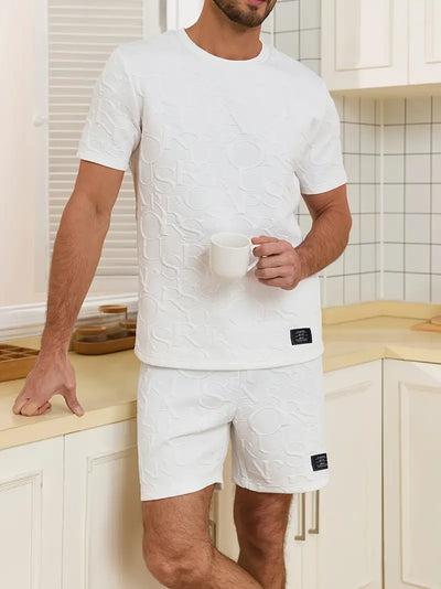 Alan - Kurzärmliges Loungewear- und Shorts-Set aus Baumwolle für Herren