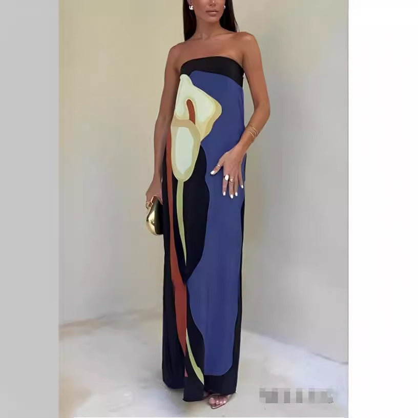 Jane – Modisches Avocado-Print Tube Top Kleid