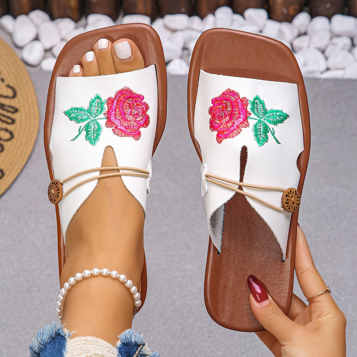 Flache Retro Slip-On Sommerschuhe, Zweifarbig & Bequem für Alltag & Freizeit