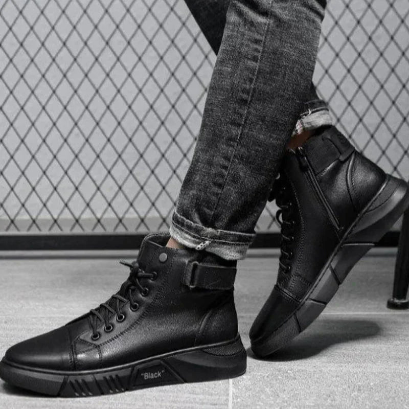Elegante herrenstiefel aus leder in schwarz