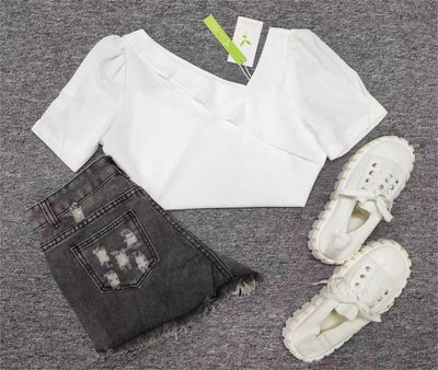 Amelie - Solides Puffärmel Top