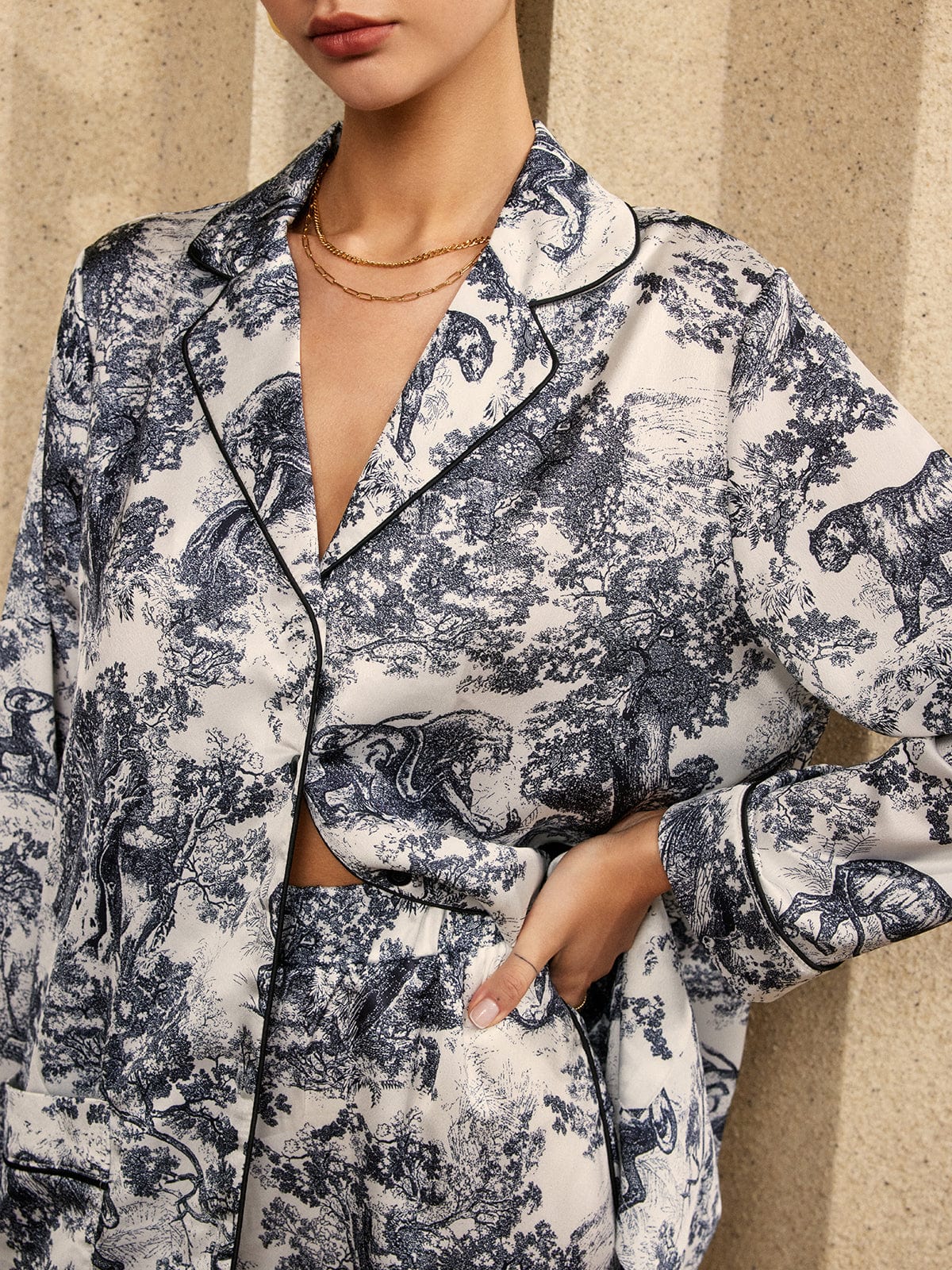 Juliette | Seidenähnlicher Pyjama-Style Zweiteiler – Trendiger Loungewear-Look für Tag & Nacht