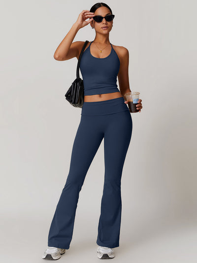 Premium Sportset mit Schnürung – Stretch Leggings & Crop Top