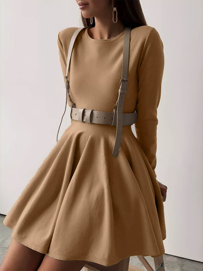 Alina | Elegantes Damen Skaterkleid in Crème mit Langarm