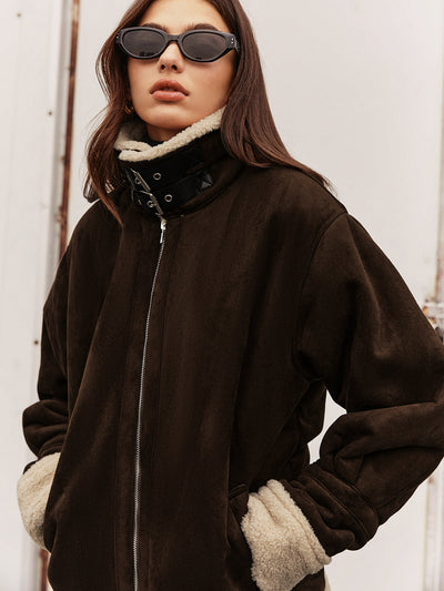 Damen Jahrgang Fleece Jacke | Braun